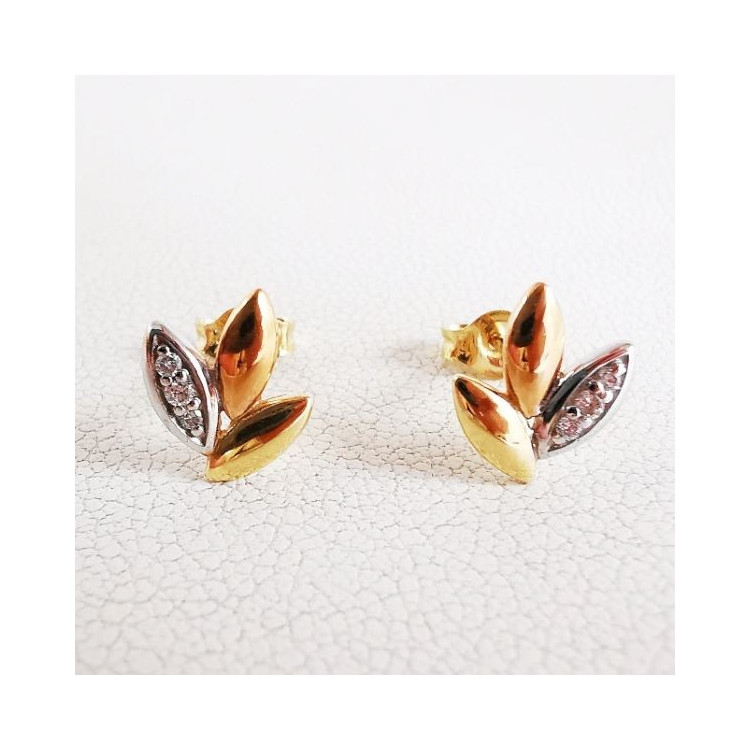 Boucles d'Oreilles Epis Diamants 3 Ors Or 750 - 18 carats