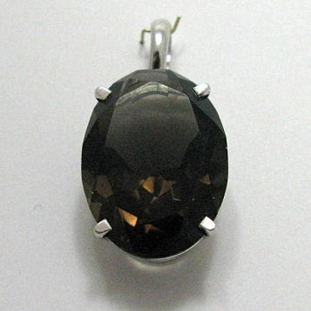 Pendentif Quartz Fumé Or Blanc 750 - 18 carats