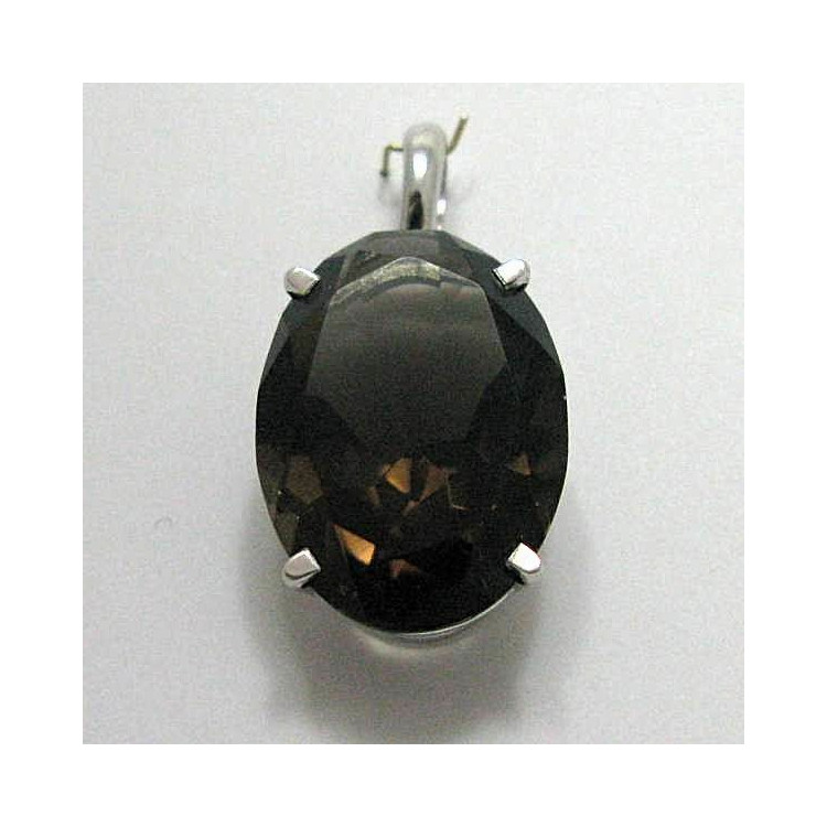 Pendentif Quartz Fumé Or Blanc 750 - 18 carats