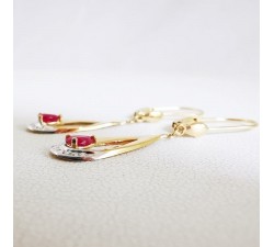 Boucles d'Oreilles pendantes Dormeuses Rubis Or Jaune 750 - 18 carats