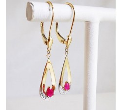 Boucles d'Oreilles Dormeuses Rubis Or Jaune 750 - 18 carats