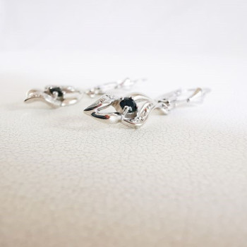 Boucles d'Oreilles Dormeuses Saphir Or Blanc 750 - 18 carats