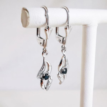 Boucles d'Oreilles Dormeuses Saphir Or Blanc 750 - 18 carats