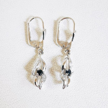 Boucles d'Oreilles Dormeuses Saphir Or Blanc 750 - 18 carats