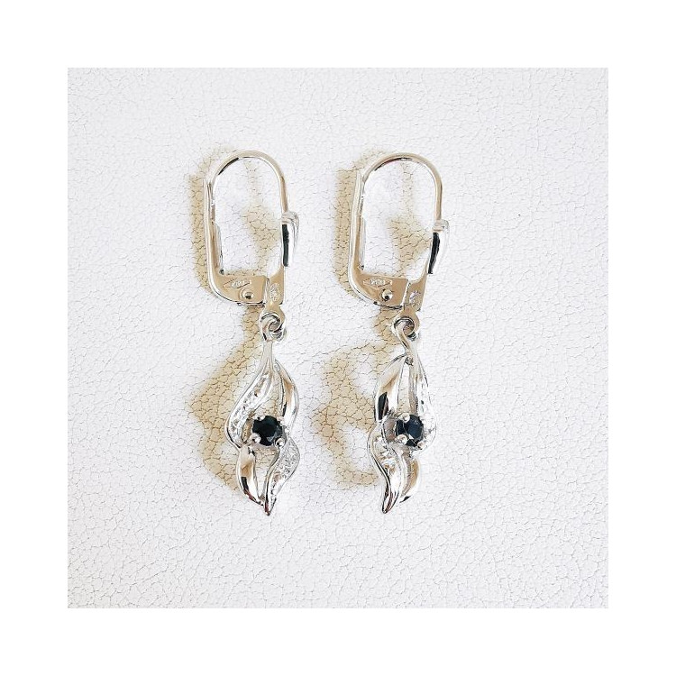 Boucles d'Oreilles Dormeuses Saphir Or Blanc 750 - 18 carats