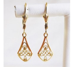Boucles d'Oreilles Dormeuses Filigrane Or Jaune 750  18 carats