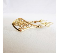 Boucles d'Oreilles Dormeuses Filigrane Or Jaune 750  18 carats