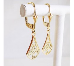 Boucles d'Oreilles Dormeuses Filigrane Or Jaune 750 - 18 carats