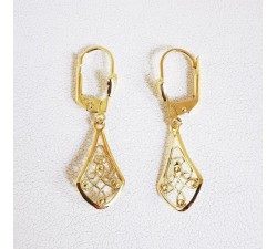 Boucles d'Oreilles Dormeuses Filigrane Or Jaune 750 - 18 carats