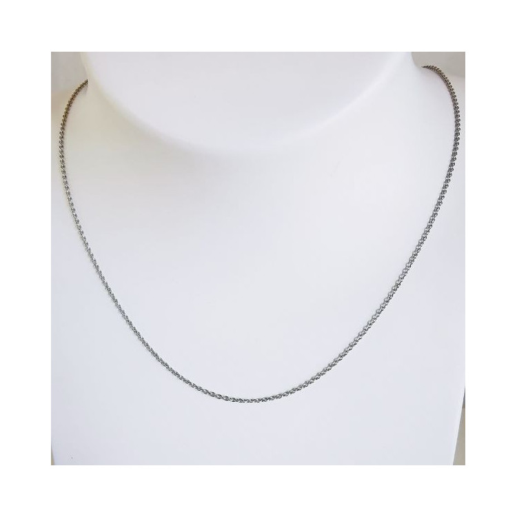 Chaîne 40 cm Or Blanc 750 - 18 carats Maille Forçat Rond 1.85 grammes