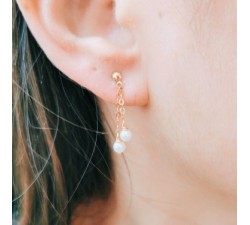 Boucles d'Oreilles Pendantes Perle Or Jaune 750 - 18 carats