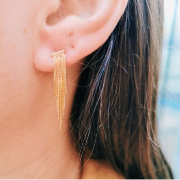 Boucles D'oreilles Pendantes En Or Jaune 18 Carats - Chaîne Ovale Forçat - Neuves Avec étiquettes