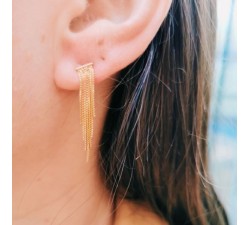 Boucles d'Oreilles Chaîne Pendantes Or Jaune 750 - 18 carats