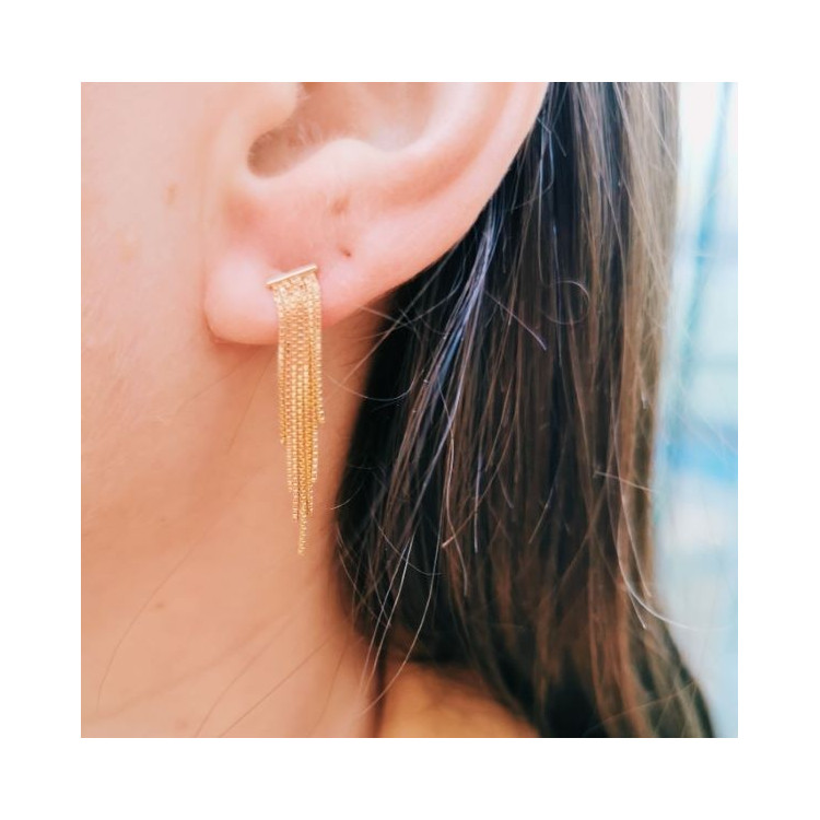 Boucles d'Oreilles Chaîne Pendantes Or Jaune 750 - 18 carats