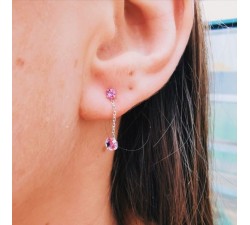 Boucles d'Oreilles Pendantes Améthyste Or Blanc 750 - 18 carats