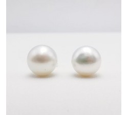 Boucles d'Oreilles Puces Perle Or Jaune 18 carats