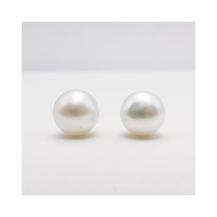 Boucles d'Oreilles Puces Perle Or Jaune 750 - 18 carats