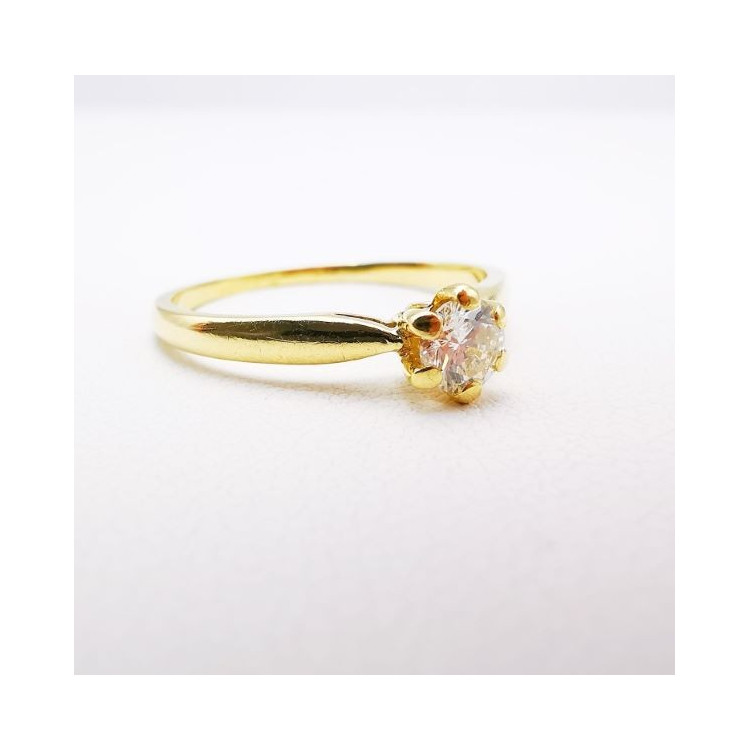 Bague Solitaire Diamant 0.24 ct Or Jaune 750 - 18 carats (Bijou d'Occasion)