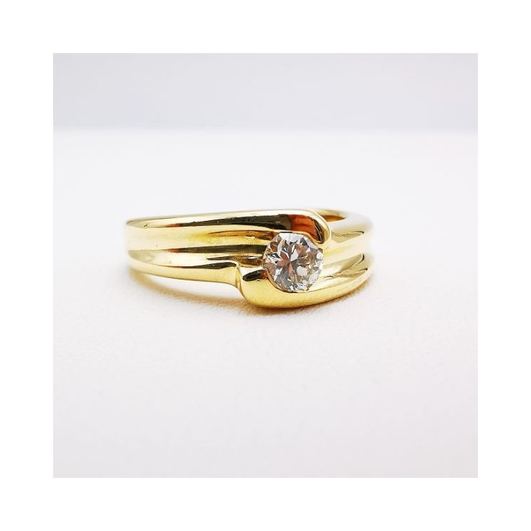 Bague Solitaire Diamant 0.24 ct Or Jaune 750 - 18 carats (Bijou d'Occasion)
