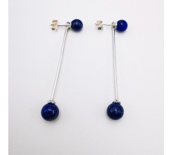 Boucles d'Oreilles Pendantes Lapis Lazuli Argent