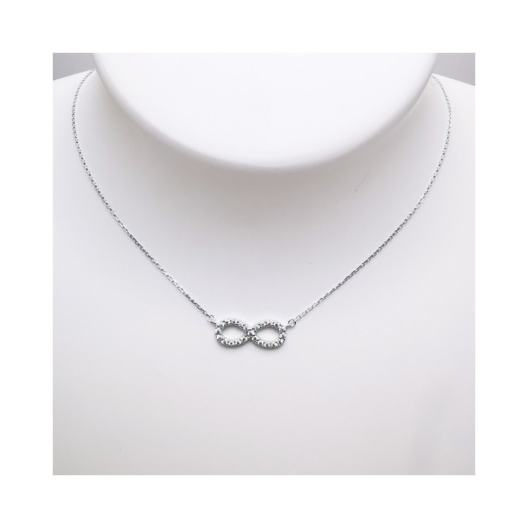 Collier Infini Oxydes de Zirconium Or Blanc 750 - 18 carats