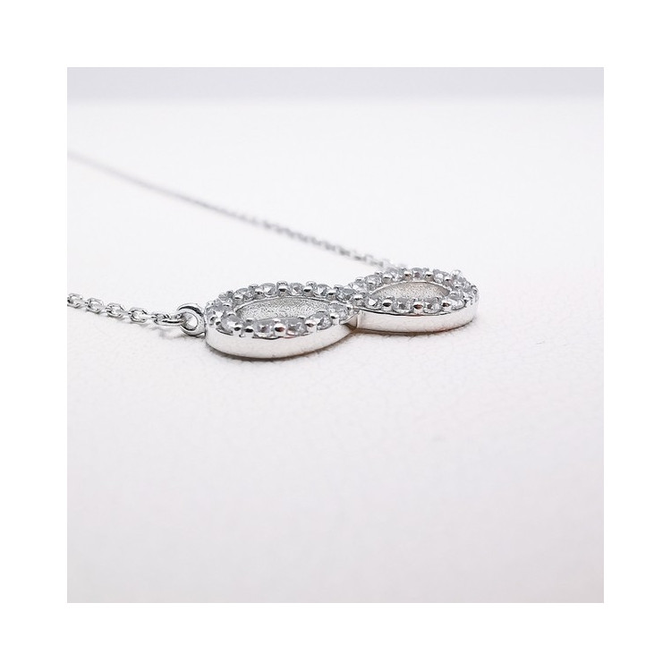 Collier Infini Oxydes de Zirconium Or Blanc 750 - 18 carats