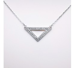 Collier Triangle Oxydes de Zirconium Or Blanc 750 - 18 carats