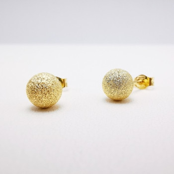 Boucles d'Oreilles Puces boules Effet Diamanté Or Jaune 750 - 18 carats