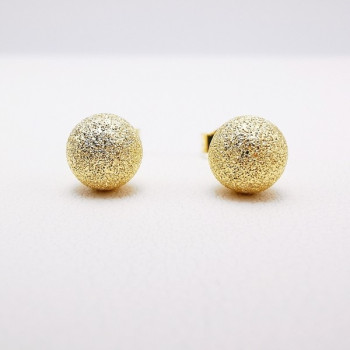 Boucles d'Oreilles Puces boules Effet Diamanté Or Jaune 750 - 18 carats