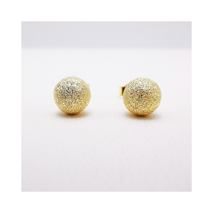 Boucles d'Oreilles Puces boules Effet Diamanté Or Jaune 750 - 18 carats