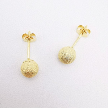 Boucles d'Oreilles Puces boules Effet Diamanté Or Jaune 750 - 18 carats
