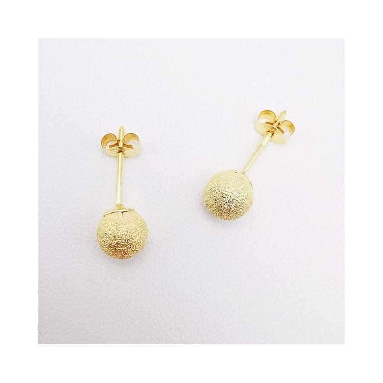 Boucles d'Oreilles Puces boules Effet Diamanté Or Jaune 750 - 18 carats