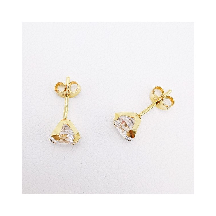 Boucles d'Oreilles Puces Oxydes de Zirconium Or jaune 750 - 18 carats