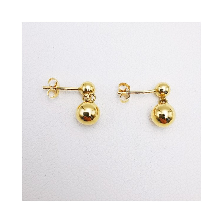 Boucles d'Oreilles Boules Or Jaune 750 - 18 carats