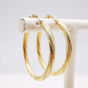 Créoles Ciselées Moyen Modèle Or Jaune 750 - 18 carats