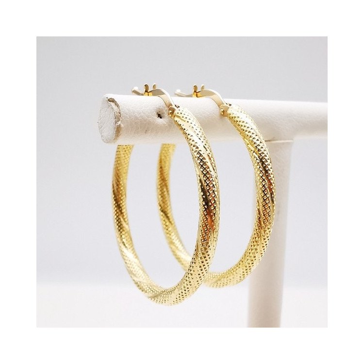 Créoles Ciselées Moyen Modèle Or Jaune 750 - 18 carats