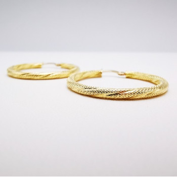 Créoles Ciselées Moyen Modèle Or Jaune 750 - 18 carats