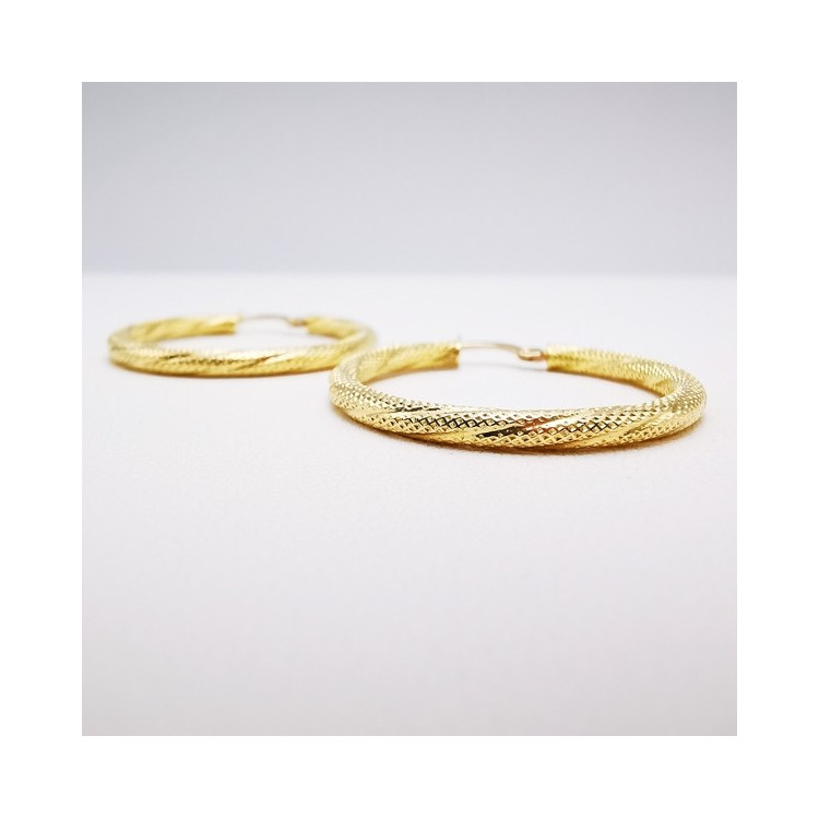 Créoles Ciselées Moyen Modèle Or Jaune 750 - 18 carats
