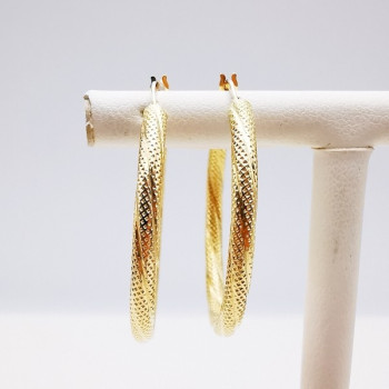 Créoles Ciselées Moyen Modèle Or Jaune 750 - 18 carats