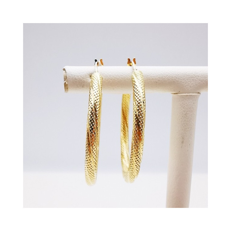 Créoles Ciselées Moyen Modèle Or Jaune 750 - 18 carats