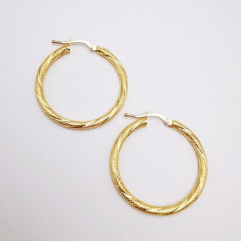 Créoles Ciselées Moyen Modèle Or Jaune 750 - 18 carats