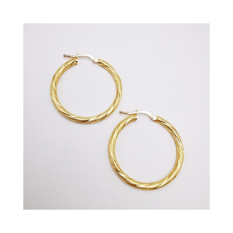 Créoles Ciselées Moyen Modèle Or Jaune 750 - 18 carats