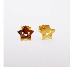 Boucles d'Oreilles Enfants Puces Etoile Or Jaune 750 - 18 carats