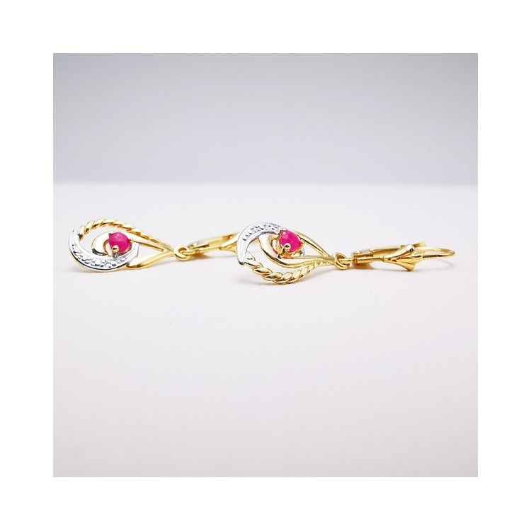 Boucles d'Oreilles Dormeuses Rubis Or Jaune 750 - 18 carats