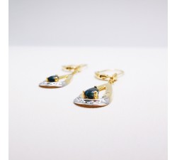 Boucles d'Oreilles Dormeuses Saphir Or Jaune 750 - 18 carats