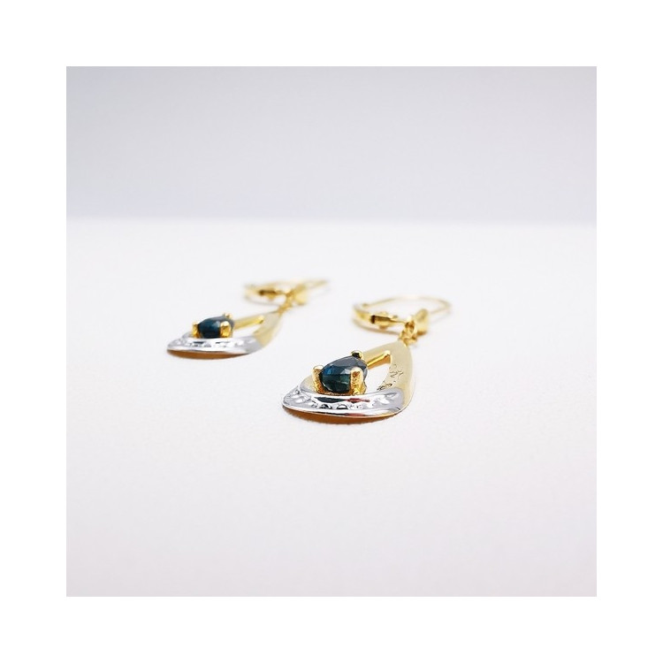 Boucles d'Oreilles Dormeuses Saphir Or Jaune 750 - 18 carats