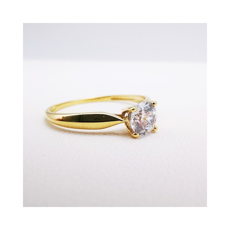 Bague Solitaire Oxyde de Zirconium Or Jaune 750 - 18 carats