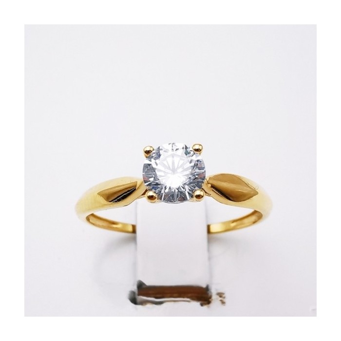 Bague Solitaire Oxyde de Zirconium Or Jaune 750 - 18 carats