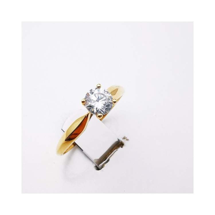 Bague Solitaire Oxyde de Zirconium Or Jaune 750 - 18 carats