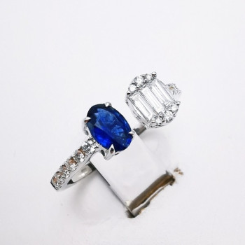 Bague Saphir Diamants Ligne Vendôme Or blanc 750 - 18 carats